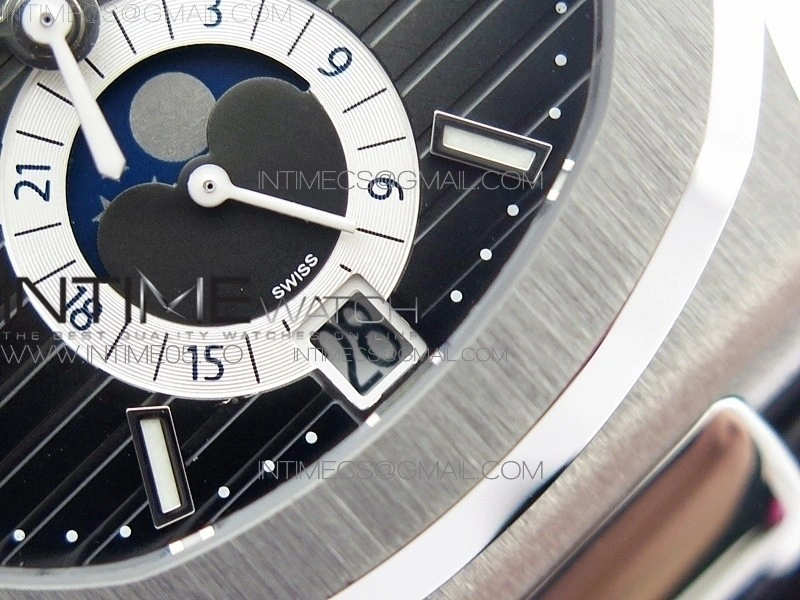 NAUTILUS 5726 SS GRF 1:1 BEST EDITION GRAY DIAL WORKING ANNUAL CALENDARON BLACK LEATHER STARP A.324 V2